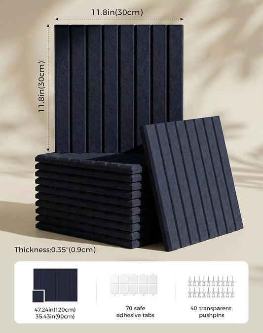 Aothia 12-Pack Felt Bulletin Board Tiles 48"x36", Modular Pin Board - Image 2