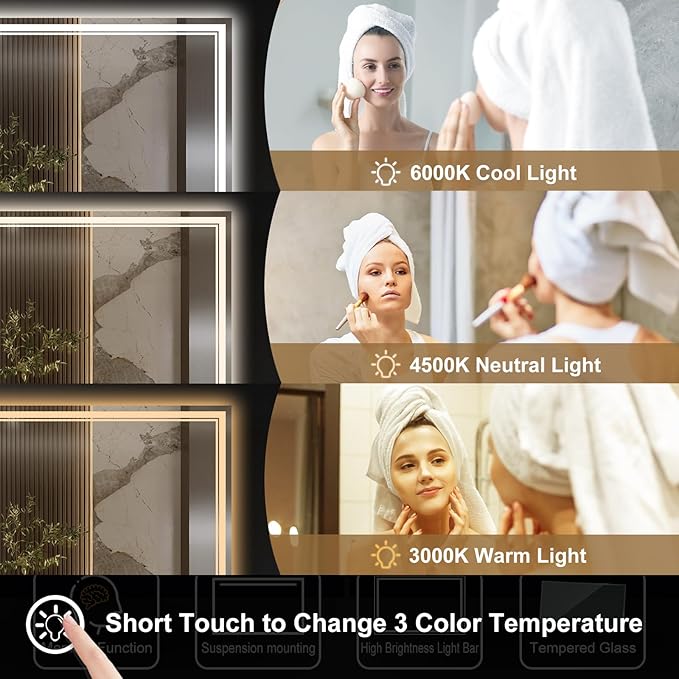Ratsamee 72x32 Inch LED Bathroom Mirror - Image 3