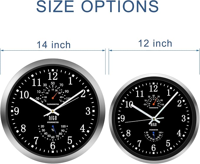 HITO 14 Inch Silent Wall Clock Battery Operated, Large Wall Clock - Image 3