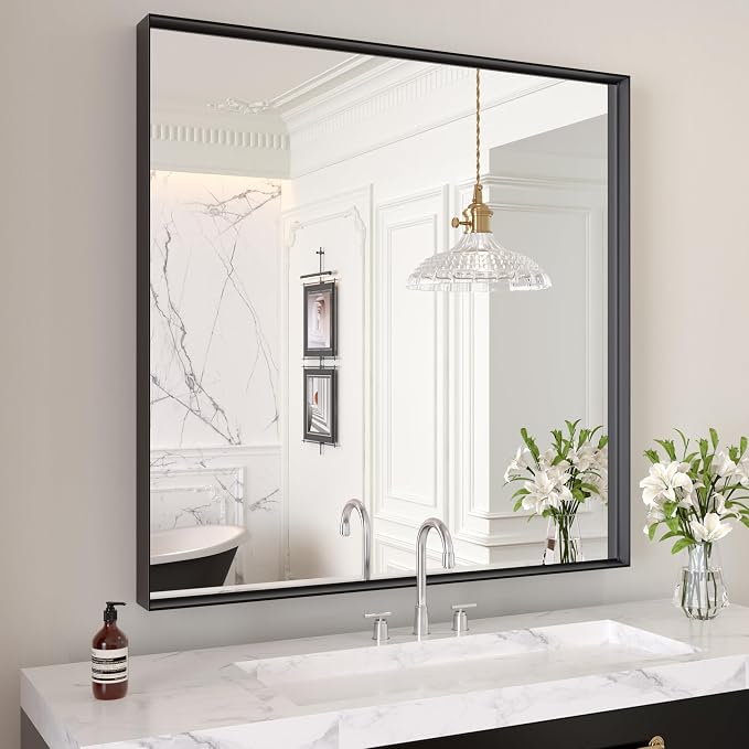 LOAAO Black Bathroom Mirror 30"X30" - Image 3