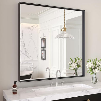 LOAAO Black Bathroom Mirror 30"X30" - Image 3