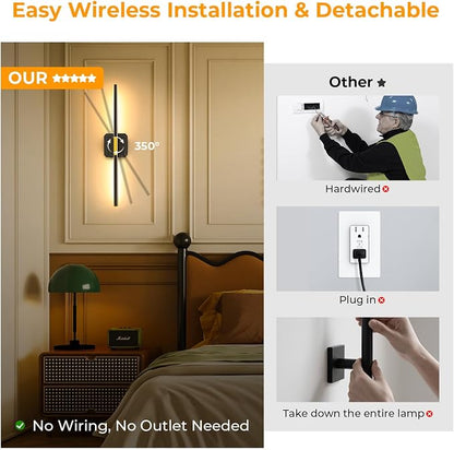 GvvooHome Battery Operated Wall Sconce Detachable 360°Rotate, Wireless Wall - Image 5