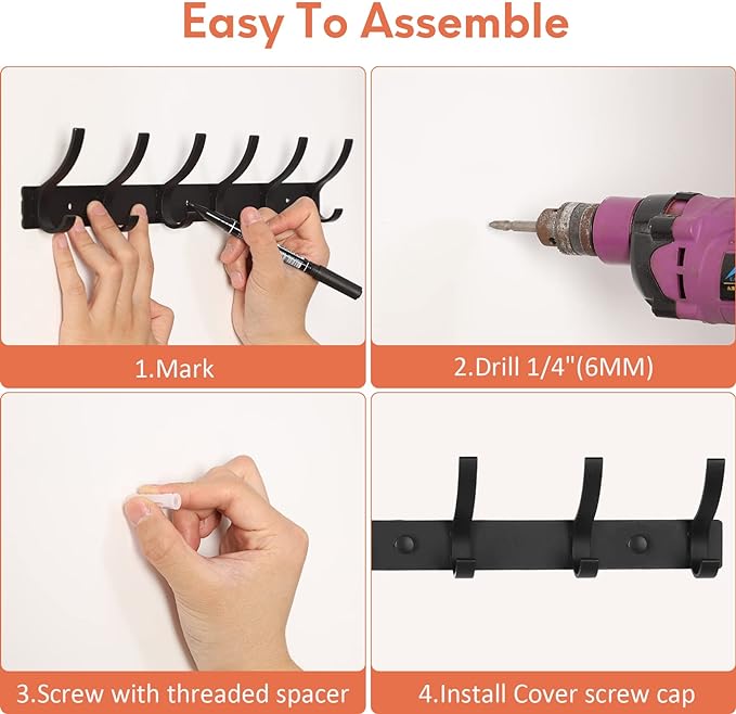 Optish Coat Rack Wall Mount, Coat Hook Wall Mount, Wall Hooks - Image 5