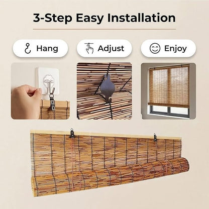 Outdoor Bamboo Roller Blinds, Retro Breathable Reed Shades - Image 8