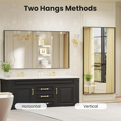 LOAAO Black Bathroom Mirror 55"X36" - Image 4