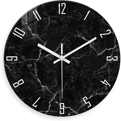 Marble Minimalist Wall Clock for Living Room Black Wall Clocks Battery Operated by Constantplanet%E6%97%97%E8%88%B0%E5%BA%97