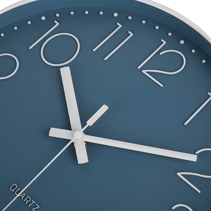 jomparis 13 1/2 Inches Blue Wall Clock Modern Style Indoor Outdoor Decor Clocks - Image 6