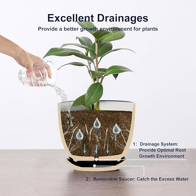 Selamica Ceramic Plant Pots, Indoor Flower Pots for Indoor Plants, 3.5+4.6+5.5 Planters with Drainage Hole & Saucer, Set of 3, Home Decor, Assorted Colors