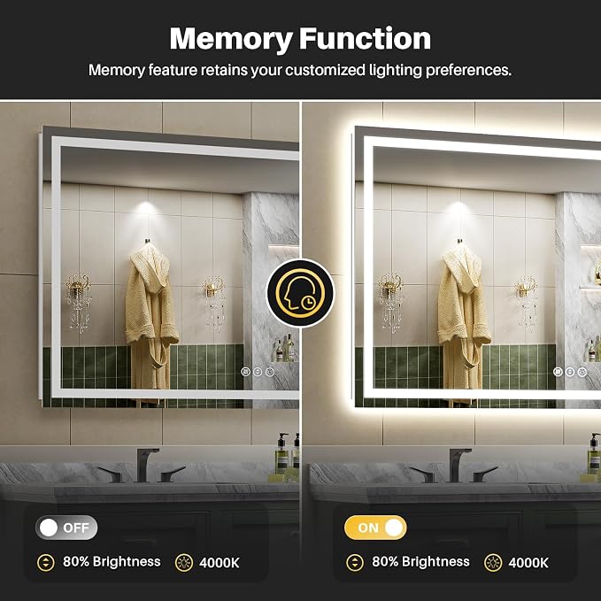 Briivue 68x40 Inch LED Bathroom Mirror - Image 6