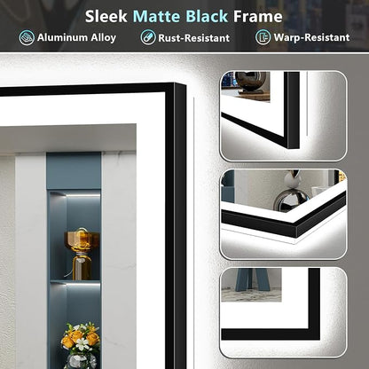 28x32 Black Framed LED Bathroom Mirror - Image 9