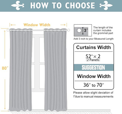 ChrisDowa Room Darkening Curtains 80 Inches Long 2 Panels Set - Image 5