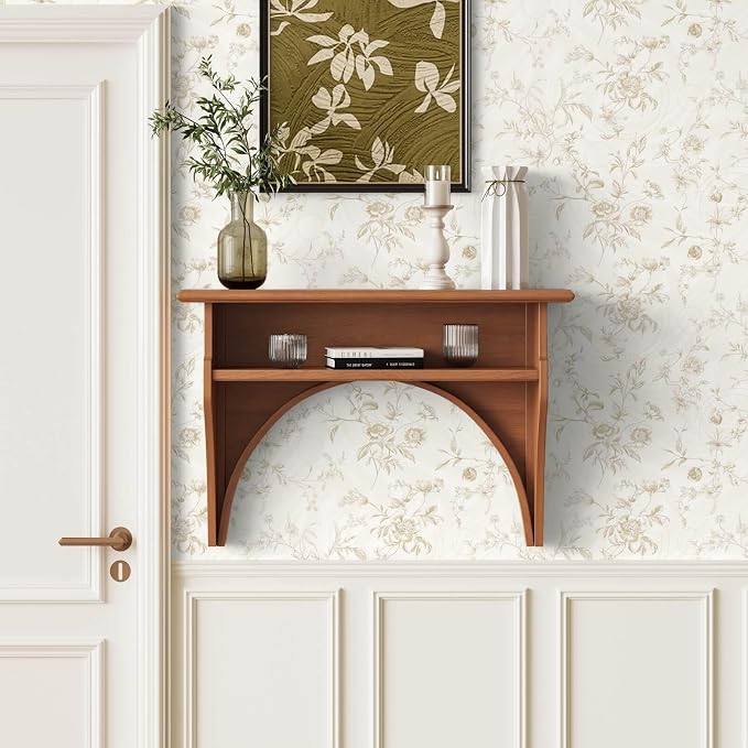 Ismoon Peel and Stick Wallpaper Floral Vintage Stick on Wall Paper Beige French - Image 7