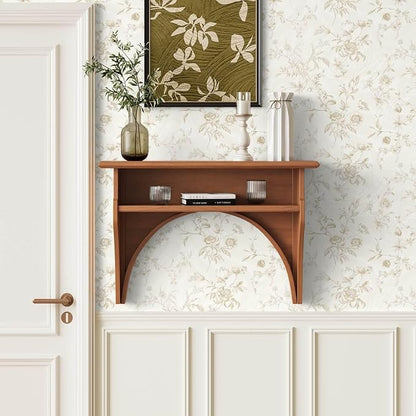 Ismoon Peel and Stick Wallpaper Floral Vintage Stick on Wall Paper Beige French - Image 7