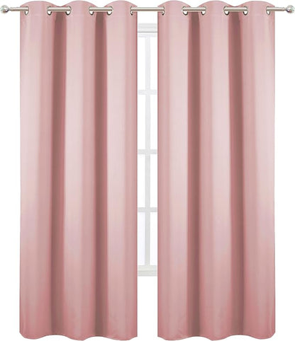 LEMOMO Pink Blackout Curtains/42 x 84 Inch/Set of Two Panels Grommet Bedroom - Image 3