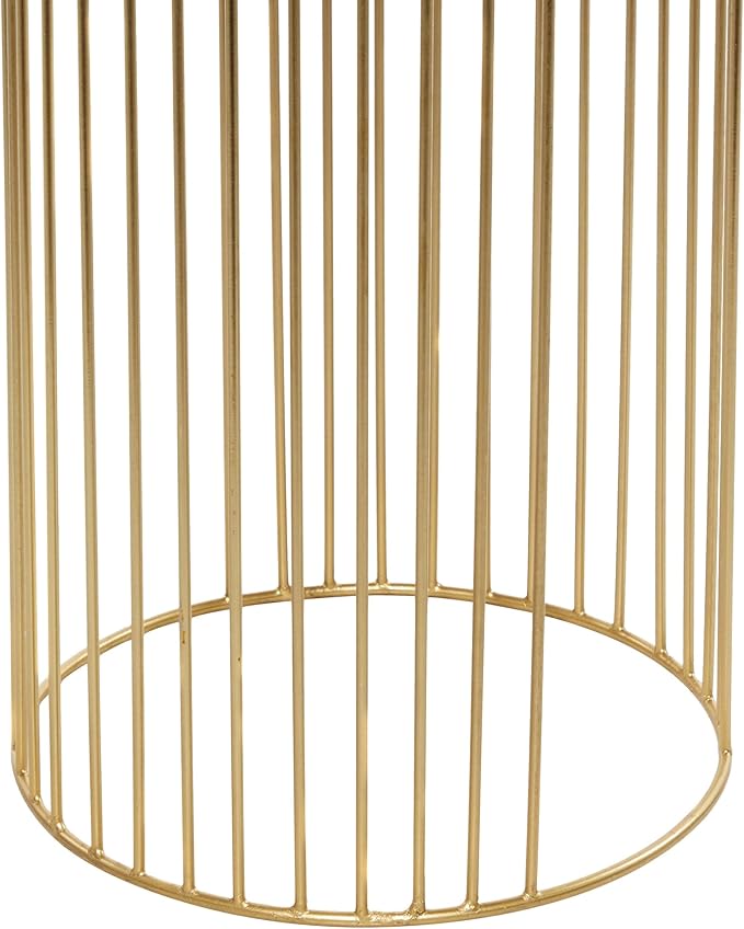 Deco 79 Metal Indoor Outdoor Planter Deep Recessed Dome Large Planter Pot with Elevated Caged Stand, Set of 3 Planters 24", 20", 16"H, Gold