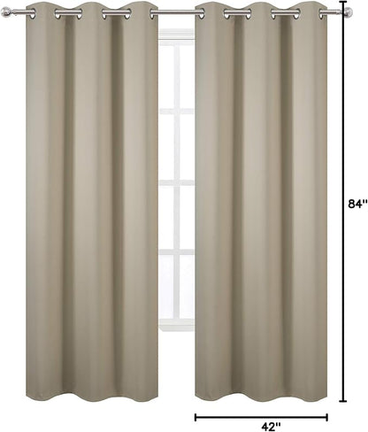LEMOMO Beige Blackout Curtains/42 x 84 Inch/Set of 2 Panels Room Darkening - Image 10