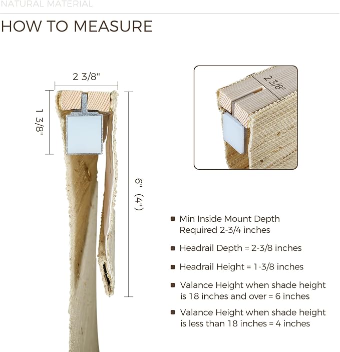 TWOPAGES Natural Woven No Drill Roman Shades, Custom Cordless Blackout Bamboo - Image 9