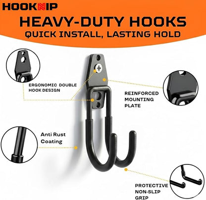 Pack 16 Garage Hooks Heavy Duty | Multi-Sized Wall-Mounted Tool Hangers - Image 3