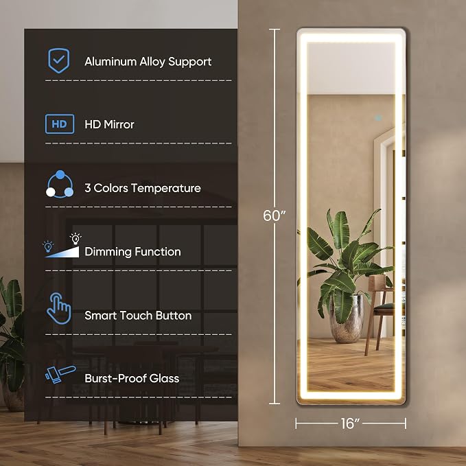 DUMOS 16"×60" LED Full Length Mirror - Image 2