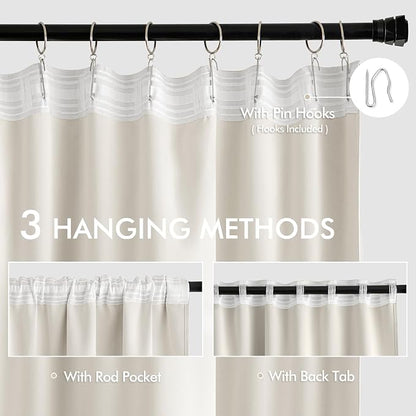 MIULEE Ivory Back Tab Blackout Curtains 72 Inches Long 2 Panels Set - Image 3