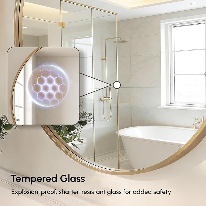 USHOWER Gold Bathroom Mirrors for Over Sink, 36 Inch Circle Mirror - Image 2
