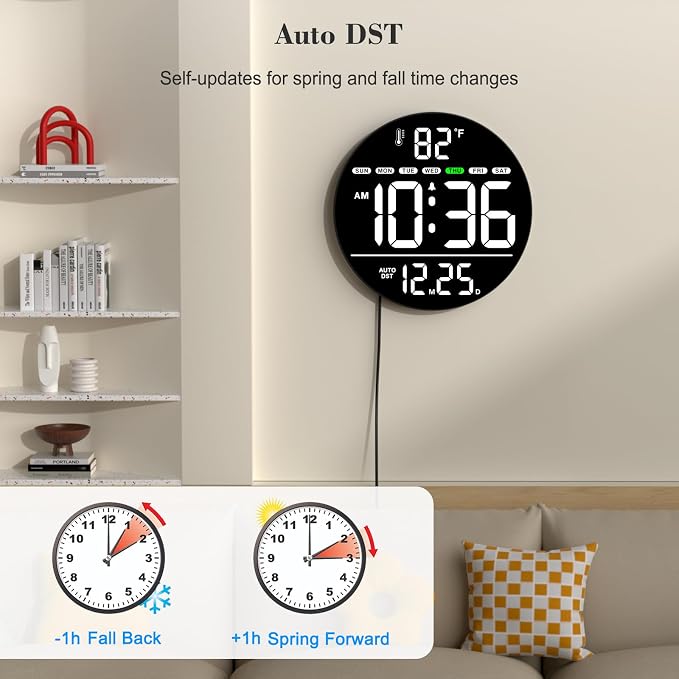 WallarGe Large Digital Wall Clock - Image 4