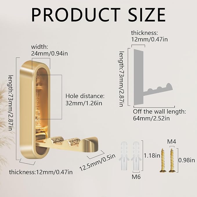 2PCS Foldable Gold Wall Hooks, Heavy Duty Zinc Alloy Folding Wall Hooks - Image 9