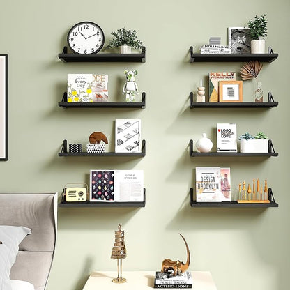 Fixwal Floating Shelves, Width 4.7in Rustic Wood Wall Shelves Set of 8 - Image 7