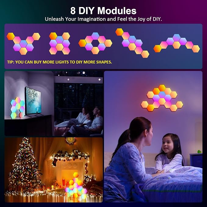 OJQ 8 Pack Hexagon Lights Wall RGB Panel - Image 5