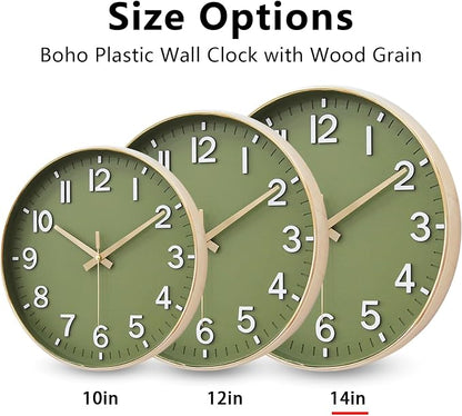 HZDHCLH Wall Clocks Battery Operated, Wall Clock Green Gold, 14 inch Wall Clock - Image 6