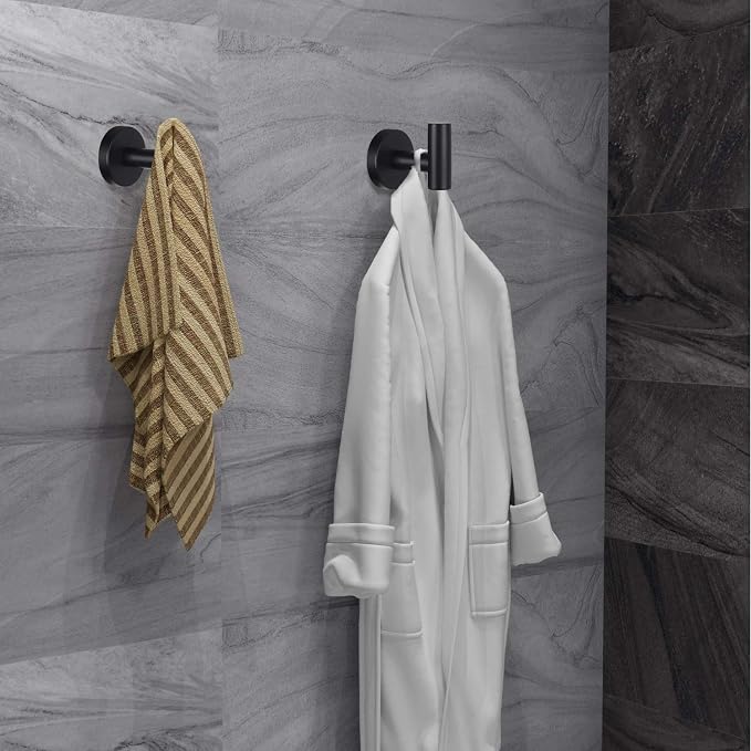Bathroom Robe Towel Hooks Coat Matte Black Wall Hook Stainless Steel Heavy Duty - Image 4