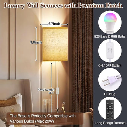 Plug in Wall Sconces Set of Two: Wall Lights - Image 7
