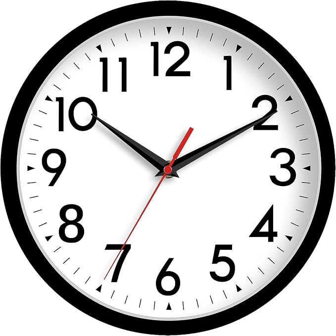 DAXSMY Wall Clock Analog 10 Inch Silent Non Ticking Battery Operated Modern by DAXSMY