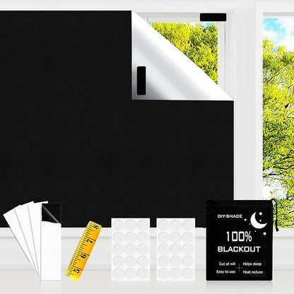Blackout Blind，118x57 inches Portable Black Out Blinds Stick On Window by CyanCloud
