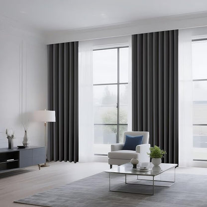 CUCRAF Dark Grey Blackout Curtains 54 inch Length 2 Panels Set, Rod Pocket Room - Image 8