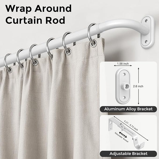 2 Pack Curtain Rods 36-88 Inch, 1 Inch Adjustable Heavy Duty Room Darkening - Image 2