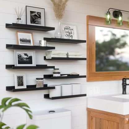 RICHER HOUSE 8 Set Black Floating Wall Mounted Shelves, Nursery Hanging Book - Image 6