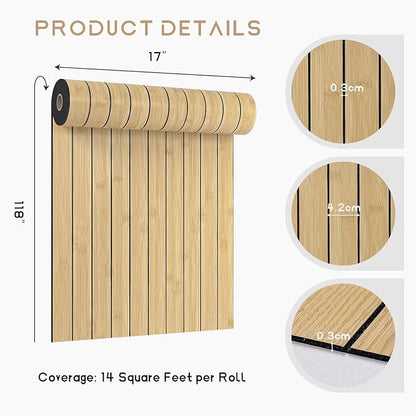 VEELIKE Natural Bamboo Slat Wall Panels Peel and Stick 3D Textured Wood Grain - Image 9