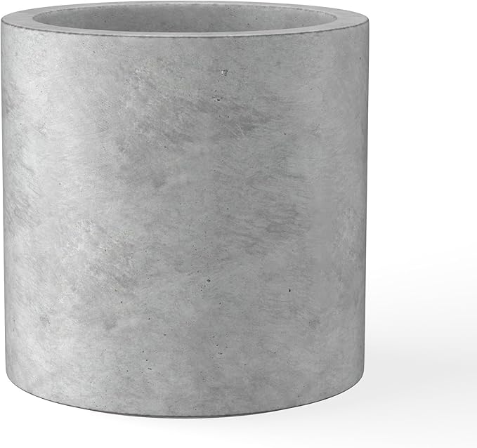 Kante 15.7" Dia Round Concrete Planter, Modern Style Large Cylindrical Plant Pot with Drainage Hole and Rubber Plug for Indoor Outdoor Patio, Natural Concrete