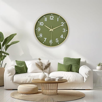 HZDHCLH Wall Clocks Battery Operated, Wall Clock Green Gold, 8 inch Wall Clock - Image 8