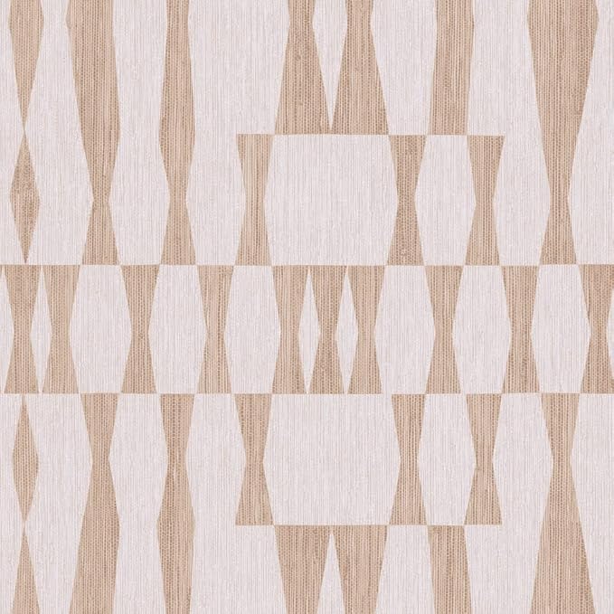 Tempaper Beige Textured Faux Grasscloth Geo Removable Peel and Stick Wallpaper by TempaperCo