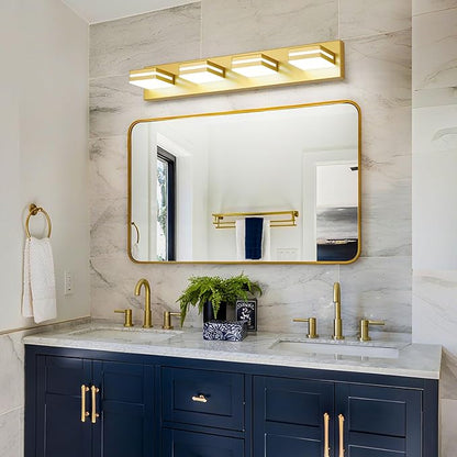 Modern LED Bathroom Lights Fixtures 4-Light, Metal Gold Acrylic Wall Lighting - Image 5