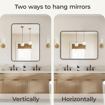USHOWER Black Bathroom Mirrors for Over Sink 30 x 40 Inch, Metal Frame - Image 6