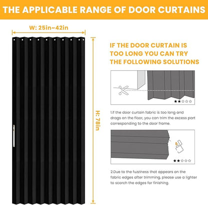 AJAZZ 100% Blackout Magnetic Door Curtain Accordion Doors Interior Closet Door - Image 2