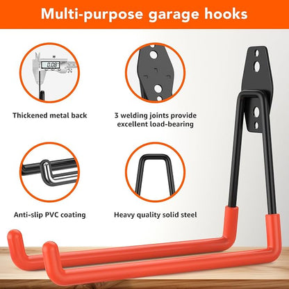 42 Pack Garage Hooks with Anti-Slip Coating Heavy Duty Wall Mount Hooks - Image 3