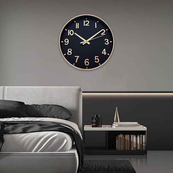 HZDHCLH Wall Clocks Battery Operated, Wall Clock Black Gold, 12 inch Wall Clock - Image 9