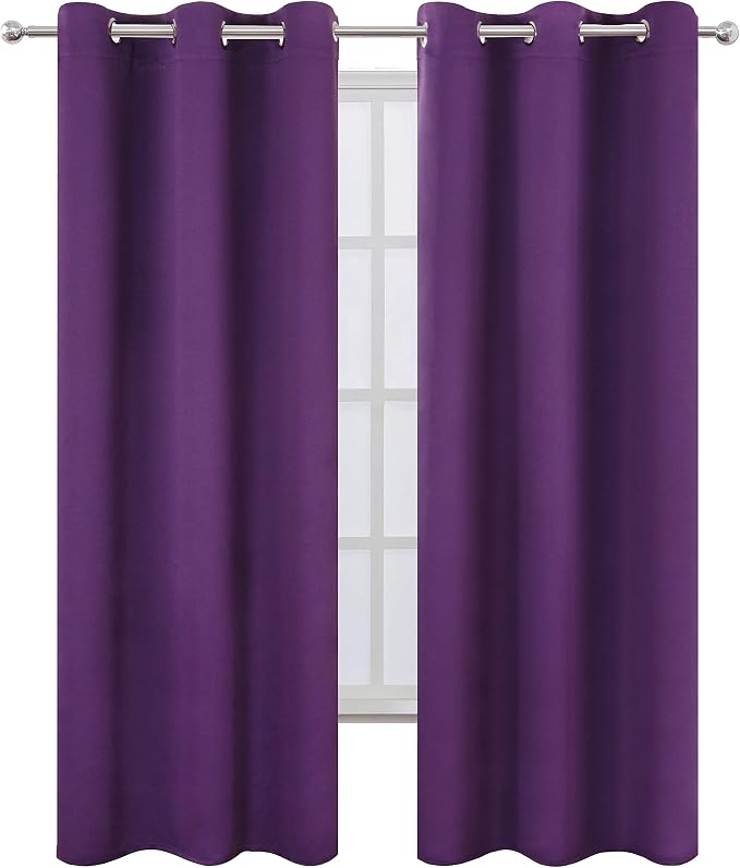 LEMOMO Purple Thermal Blackout Curtains/38 x 84 Inch/Set of 2 Panels Room - Image 2