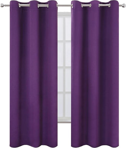LEMOMO Purple Thermal Blackout Curtains/38 x 84 Inch/Set of 2 Panels Room - Image 2