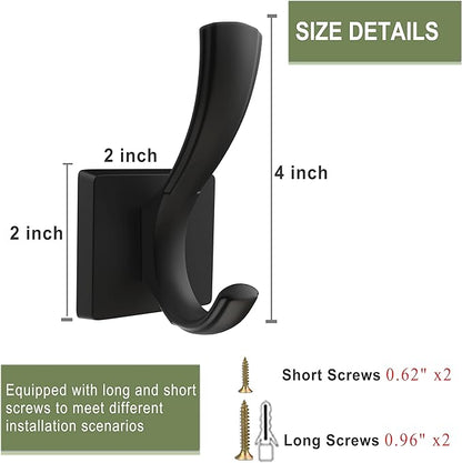 TOFIIGREM Black Coat Hooks for Wall Hanging, Bath Robe Hook Heavy Duty Thick - Image 6