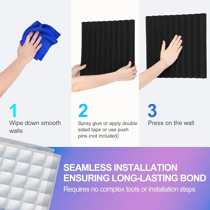 JBER 12 Pack Acoustic Foam Panels, High Desnsity Studio Soundproofing Wedges - Image 6